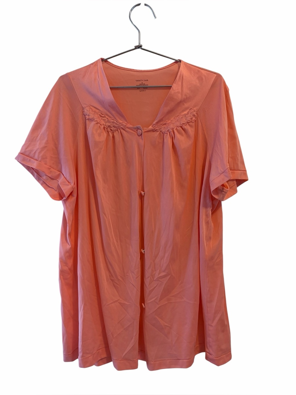 Vanity Fair Coral Button-Front Short Sleeve Nightshirt & pants